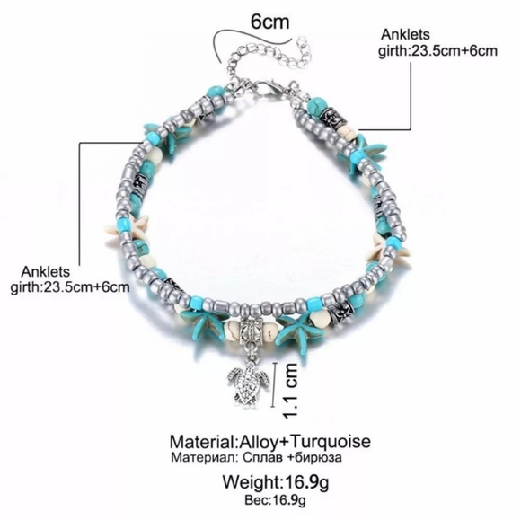 🚫 SOLD OUT. Turtle starfish anklet - Picture 7 of 8